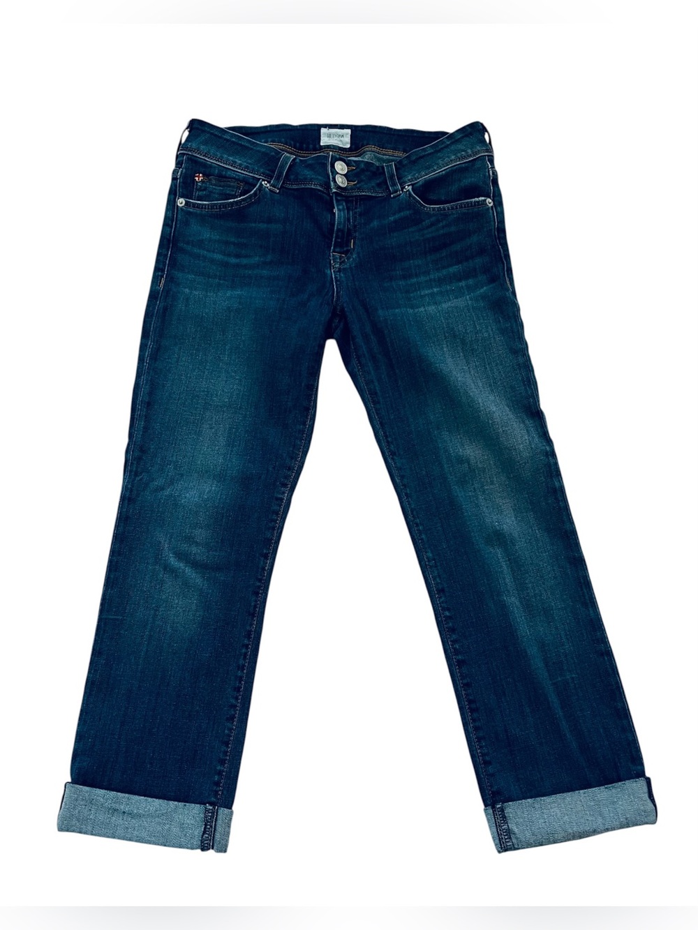 Hudson Jeans  Women's 28 X 24 Blue Ginny Cropped Cuffed Mid Rise Stretch Denim